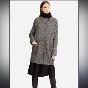 Uniqlo Marled Grey Wool Blend Tweed Knit Sweater Jacket | Size XS